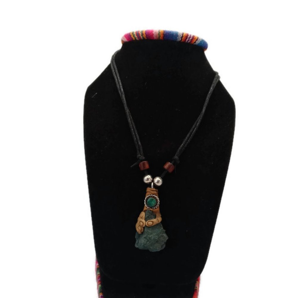 Adjustable Powerful Hand of the Shaman Necklace Made in Natural Stone Cusco